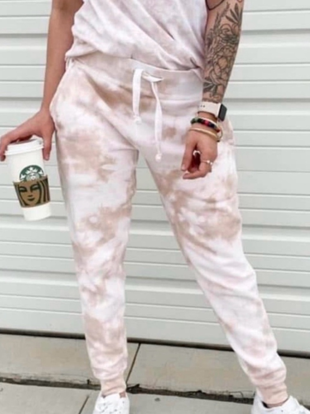 Women's Tie-Dye Jogger Pants - Light Pink